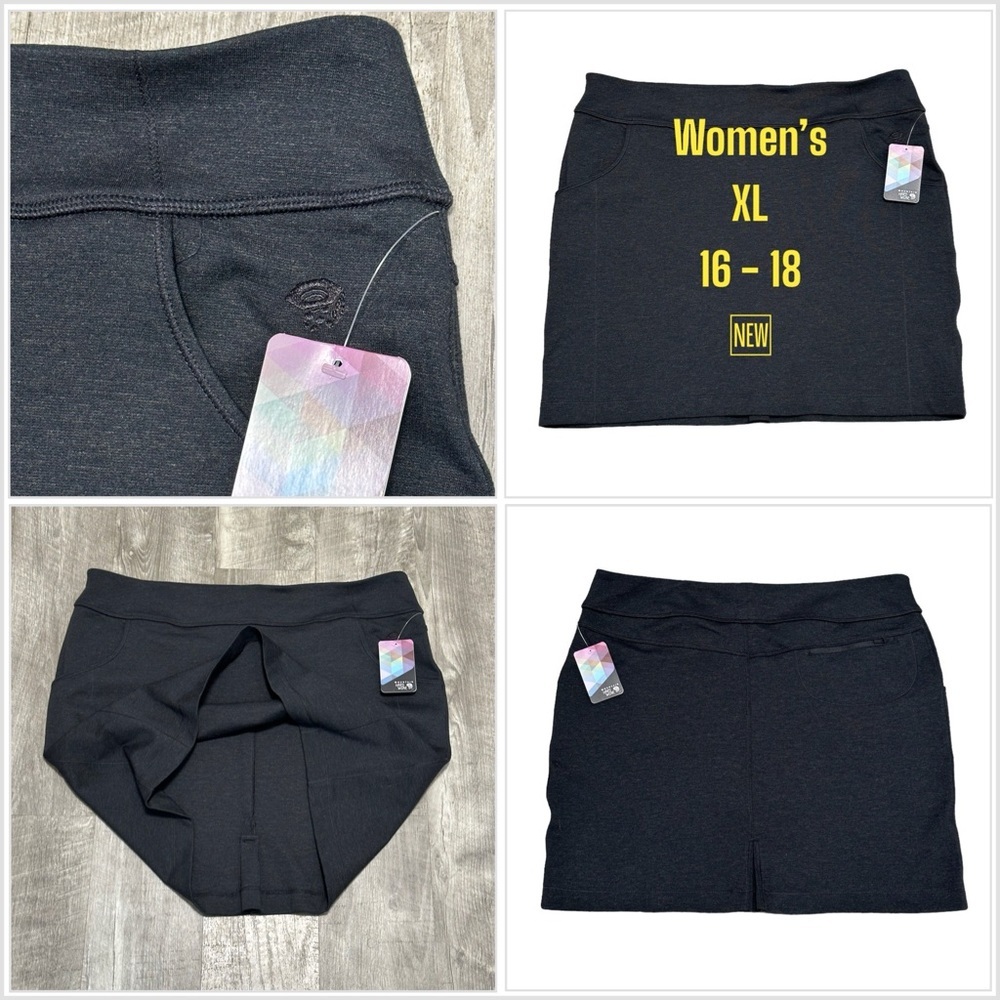 Women's Golf Mountain Hardware XL 16 18 Skirt Terry Cloth Black Flat Front NWT